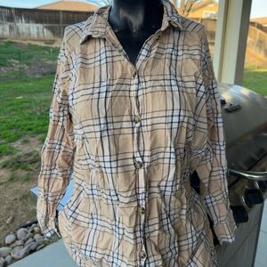 Plaid Button-Up Women's Top